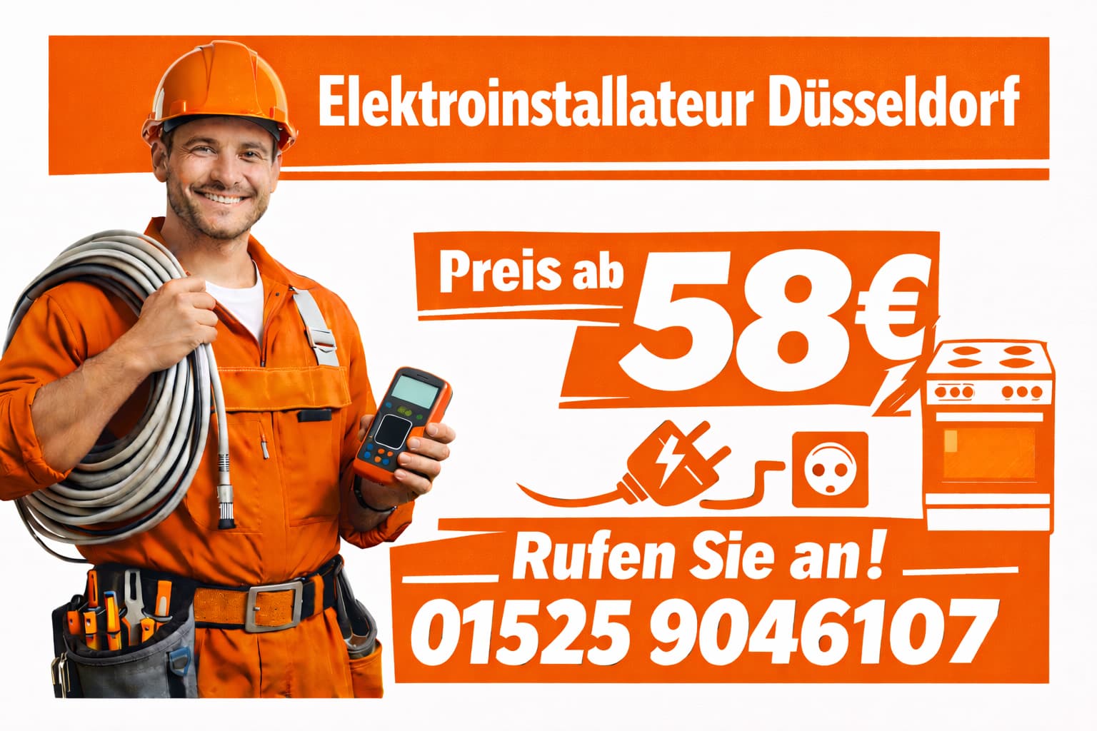 Elektroinstallateur Düsseldorf ab 58€ | 7 Tage Service