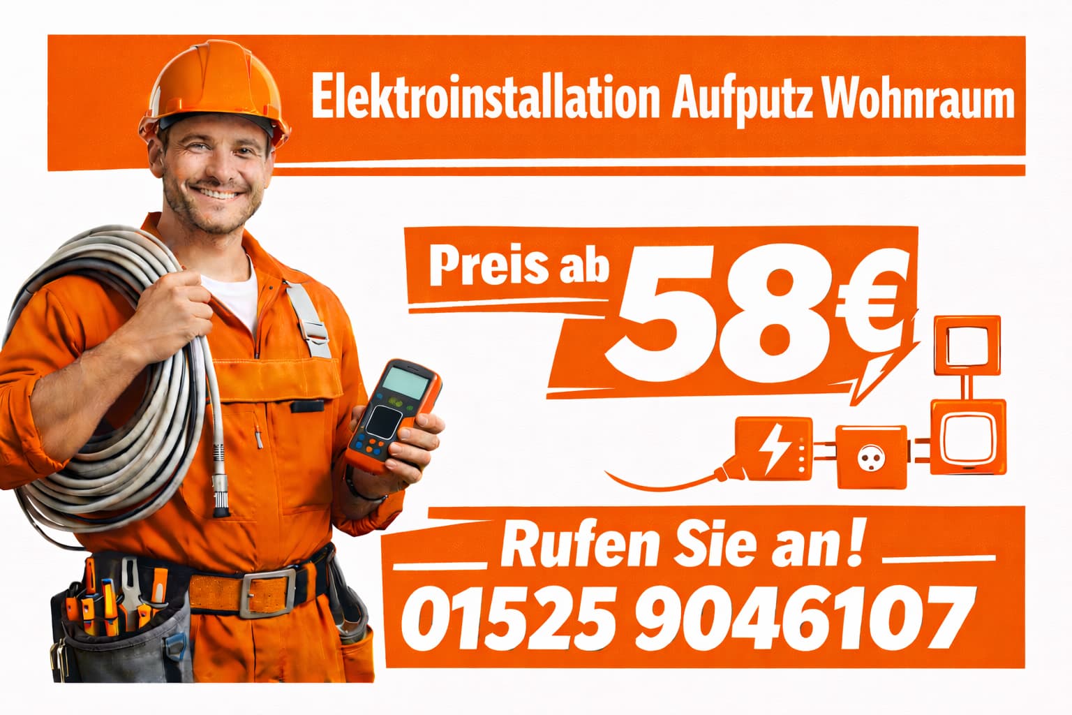 Elektroinstallation aufputz wohnraum ab 58€