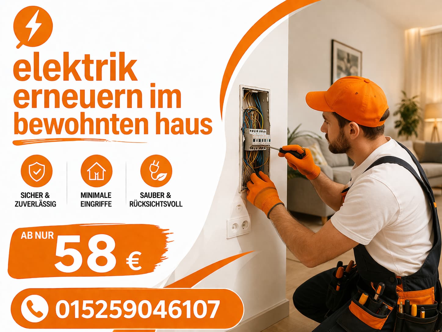 Elektrik erneuern im bewohnten Haus: Schnell ab 58€ Start
