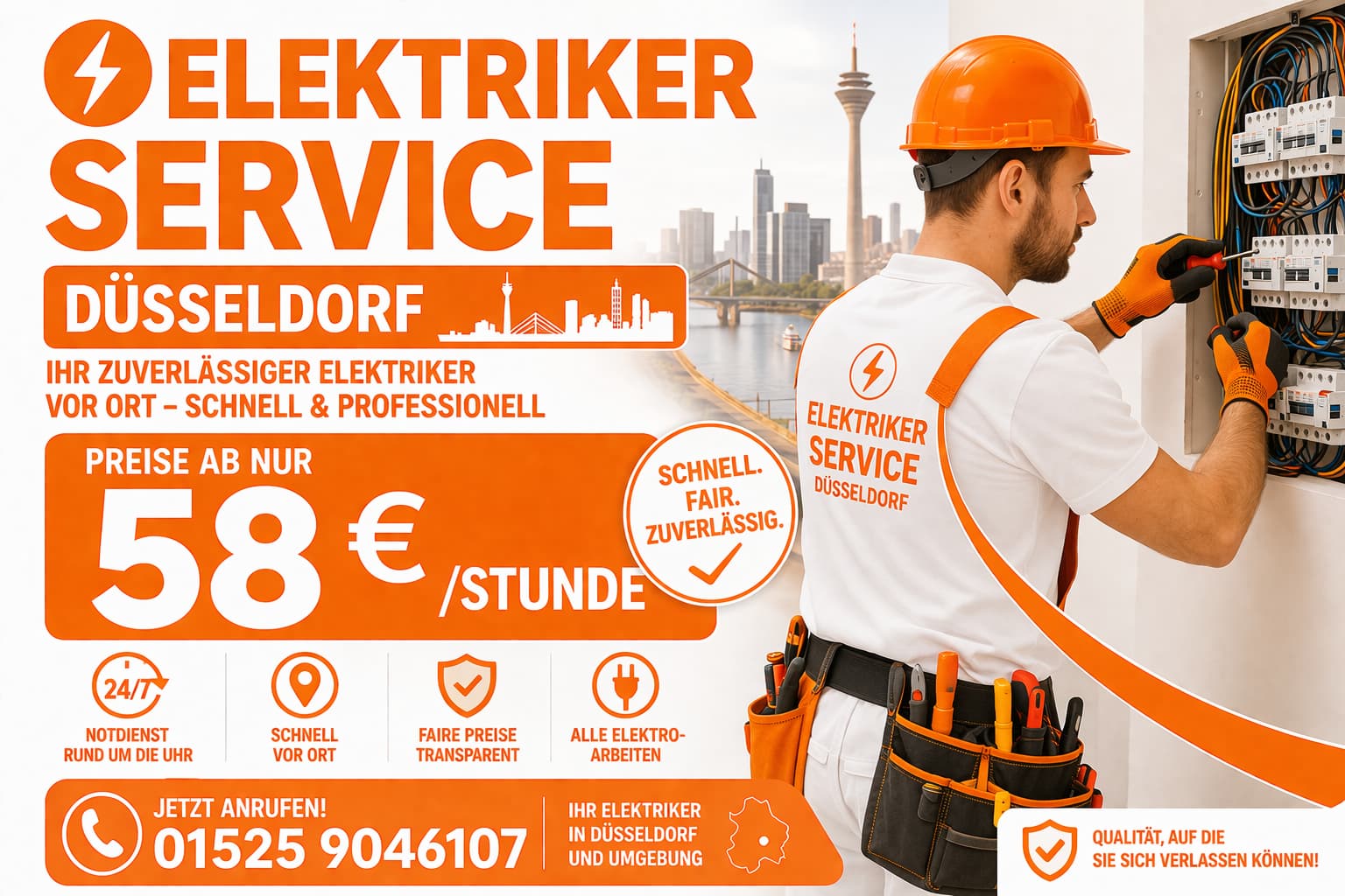 Elektriker Service Düsseldorf – 24h Notdienst Ab 58 € Schnell