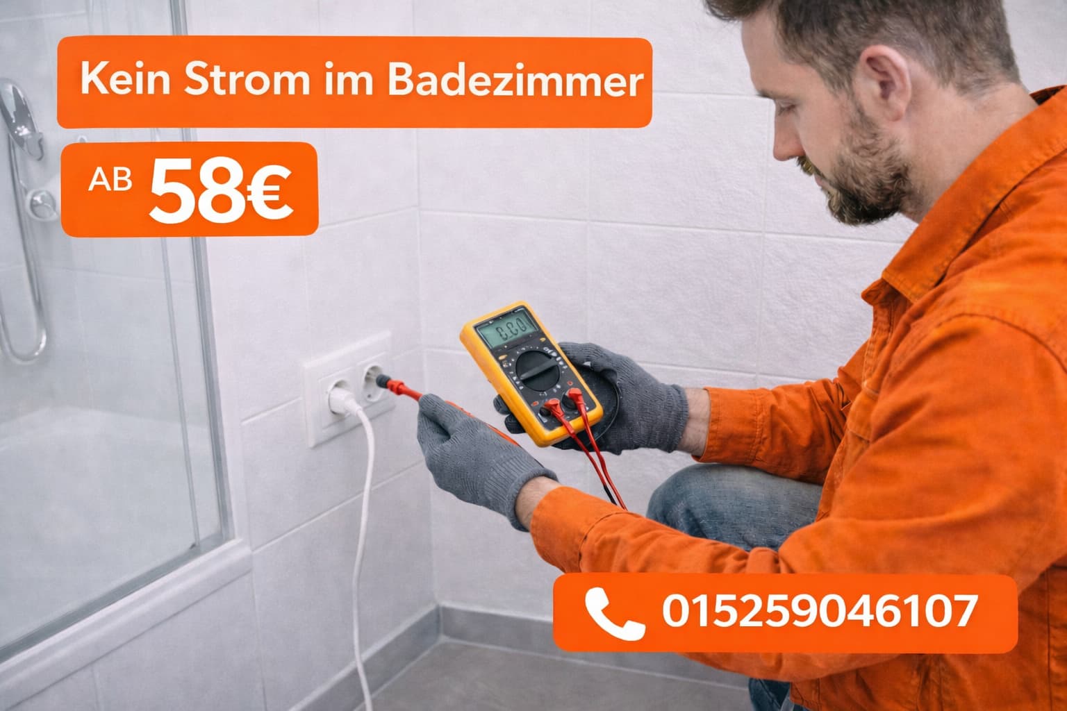 Kein strom im badezimmer ab 58€ | 24/7 Notdienst Service