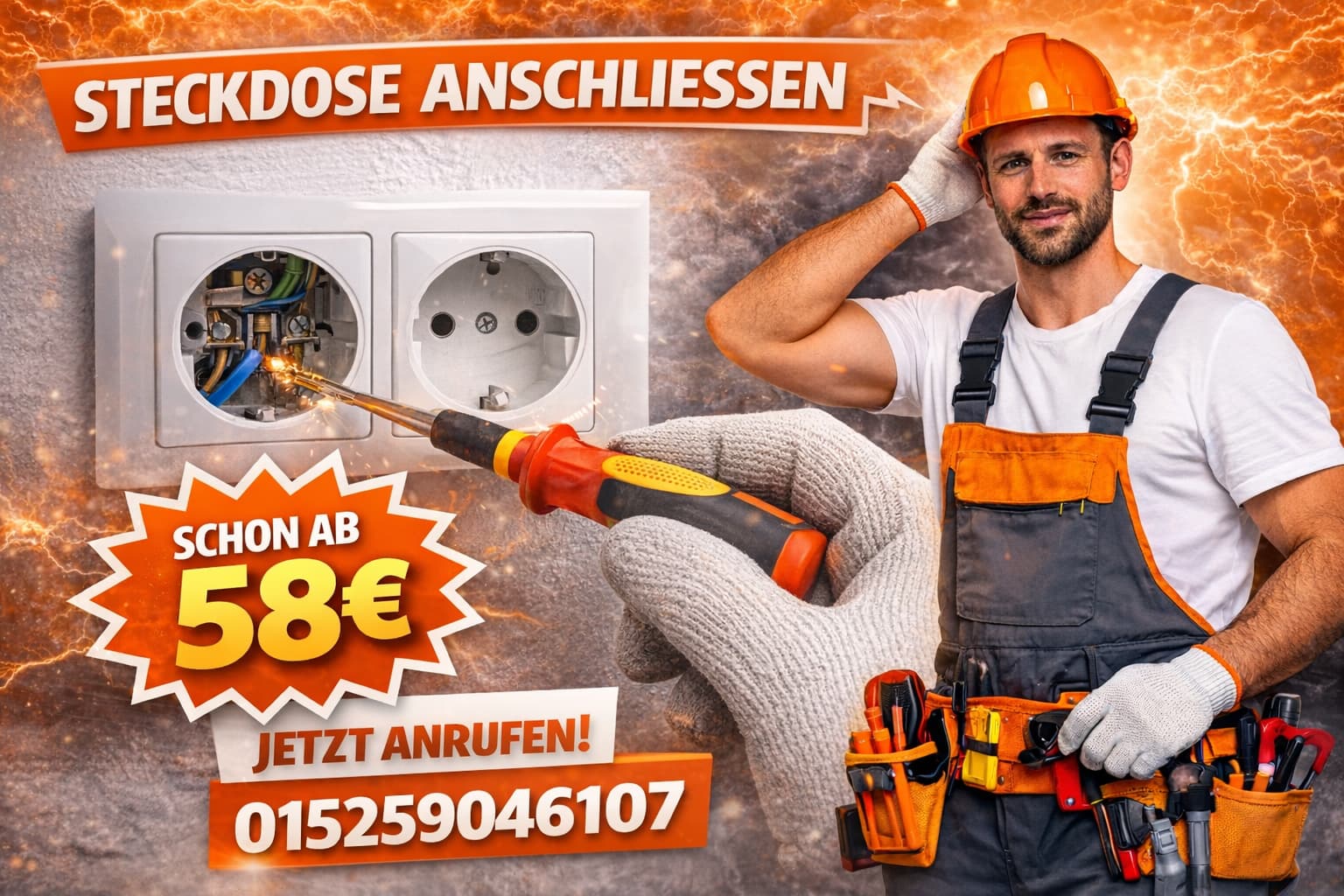 Steckdose anschließen | Hilfe ab 58 Euro vom Elektriker