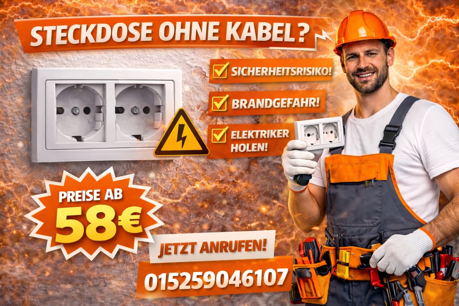 Steckdose ohne kabel | Hilfe ab 58 Euro vom Elektriker 24h
