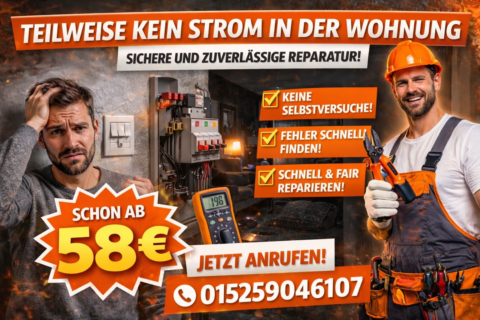 Teilweise kein strom in der wohnung | Hilfe ab 58 Euro 24h!