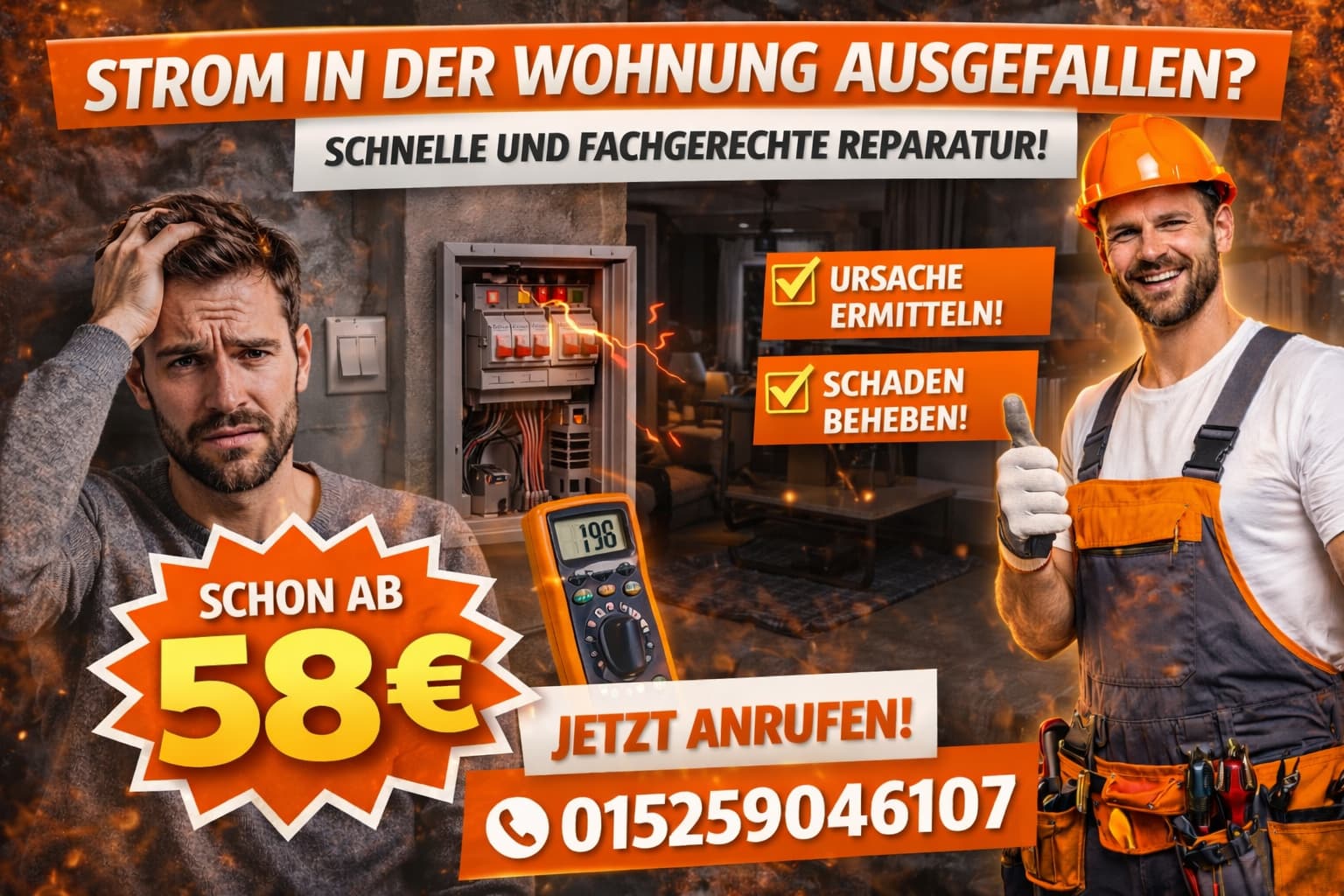 Strom in der wohnung ausgefallen | Hilfe ab 58 Euro sofort