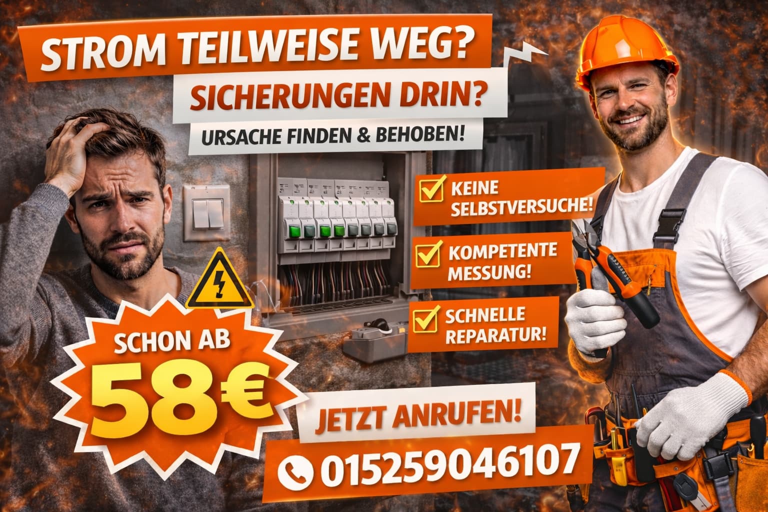 Strom teilweise weg sicherungen drin | Hilfe ab 58 Euro 24h