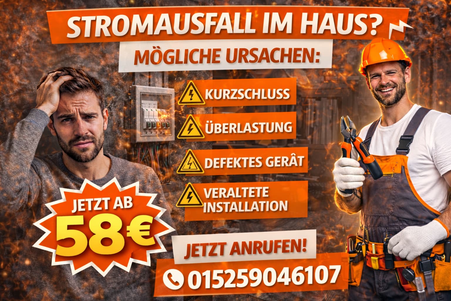 Stromausfall im haus ursachen | Hilfe ab 58 Euro jetzt da