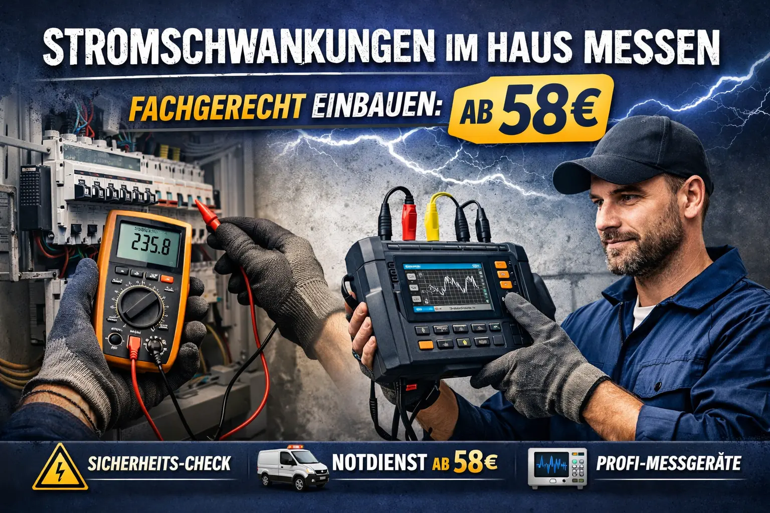 Stromschwankungen im haus messen fachgerecht einbauen: ab 58€