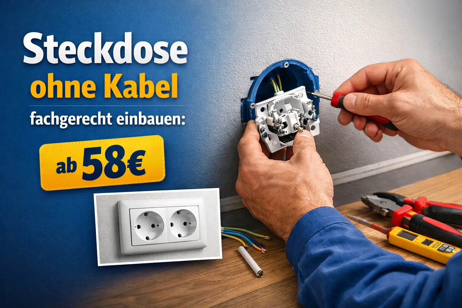 Steckdose Ohne Kabel fachgerecht einbauen: ab 58€