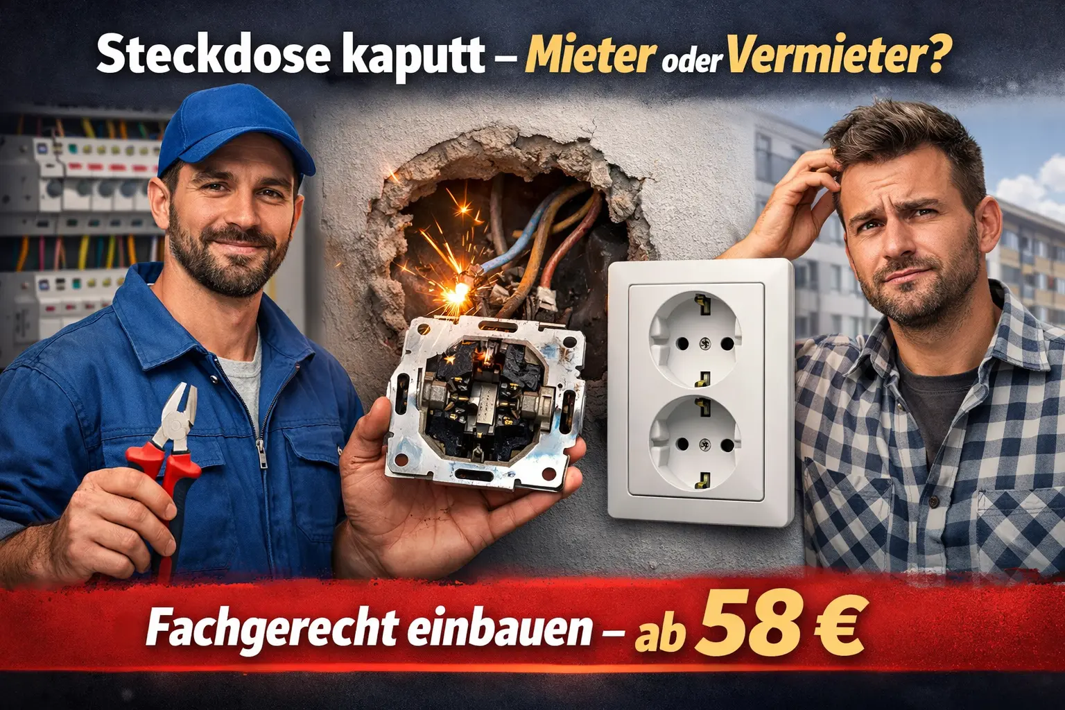 Steckdose Kaputt Mieter Oder Vermieter fachgerecht einbauen – ab 58 €