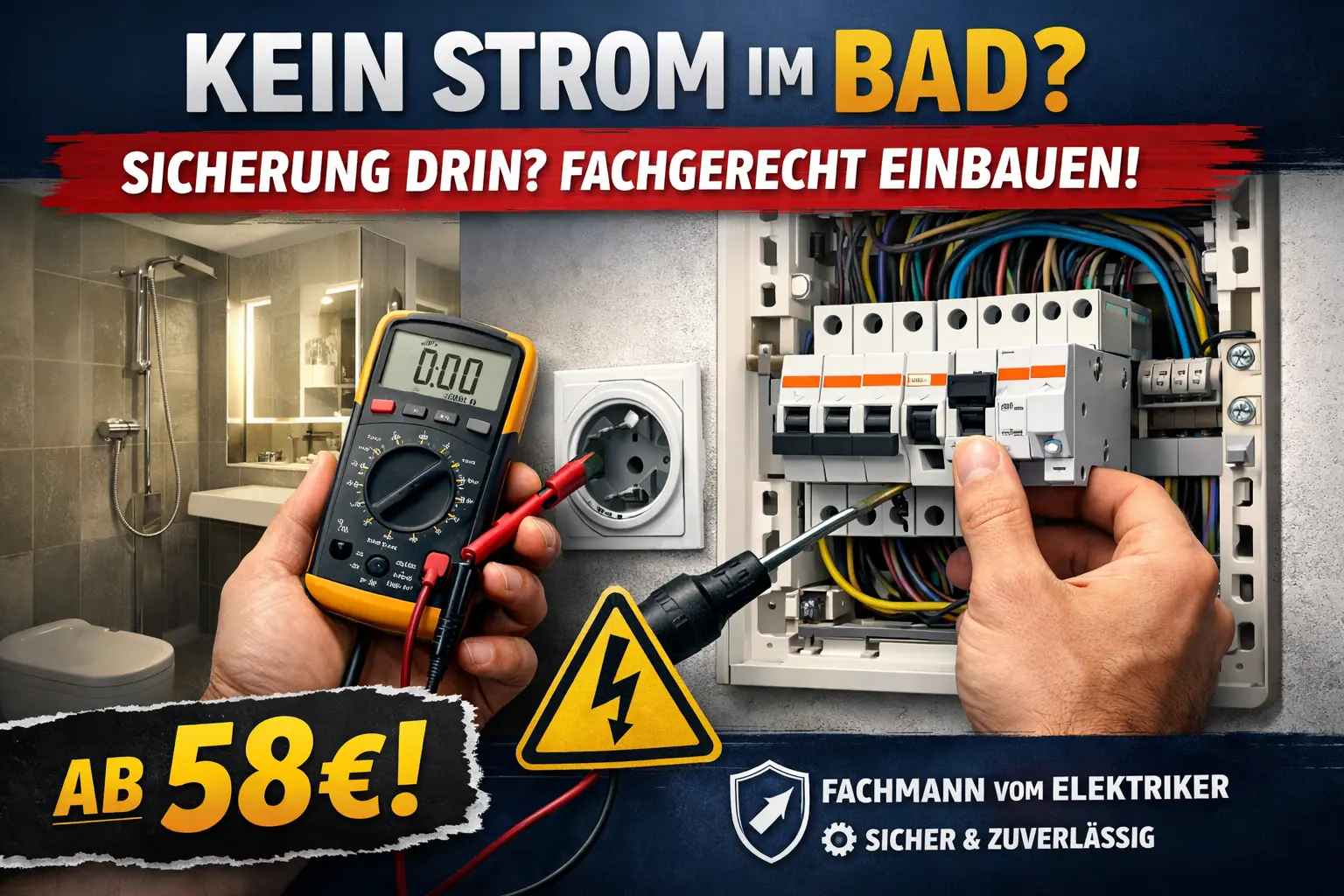 Kein strom im bad sicherung drin fachgerecht einbauen: ab 58€