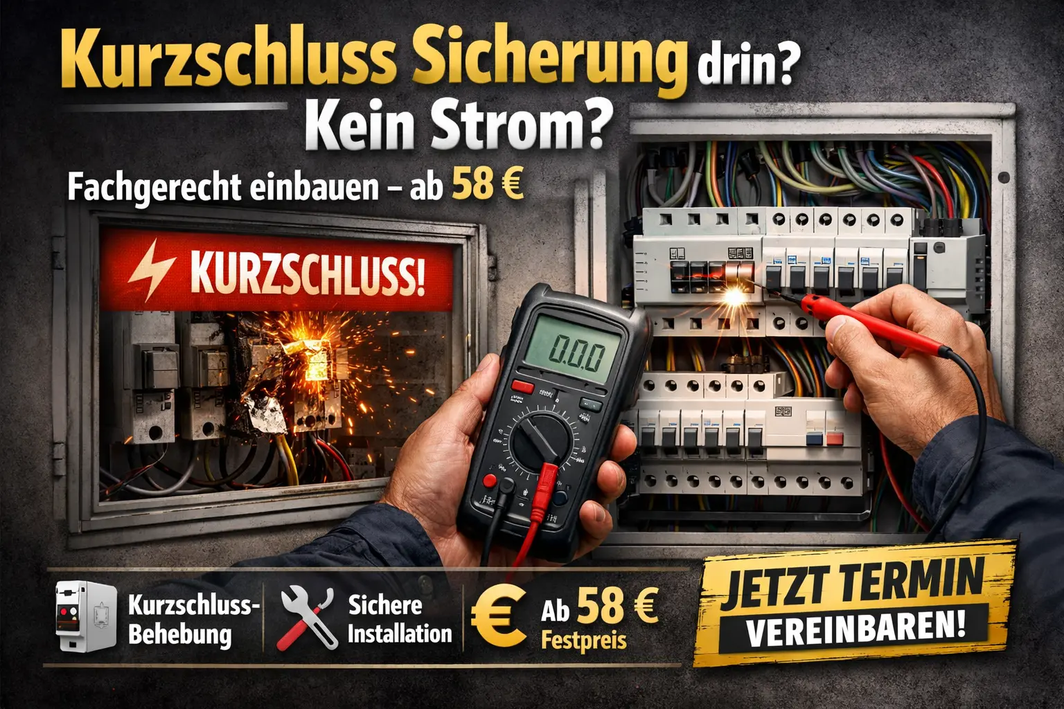 Kurzschluss sicherung drin kein strom fachgerecht einbauen – ab 58 €