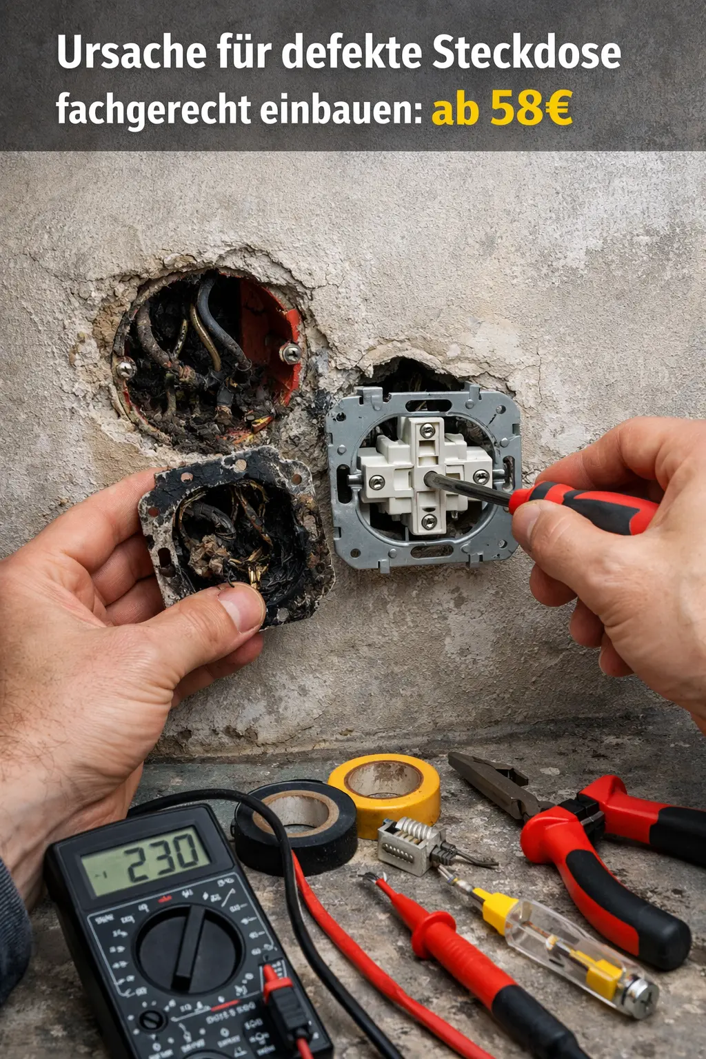 Ursache für defekte steckdose fachgerecht einbauen: ab 58€
