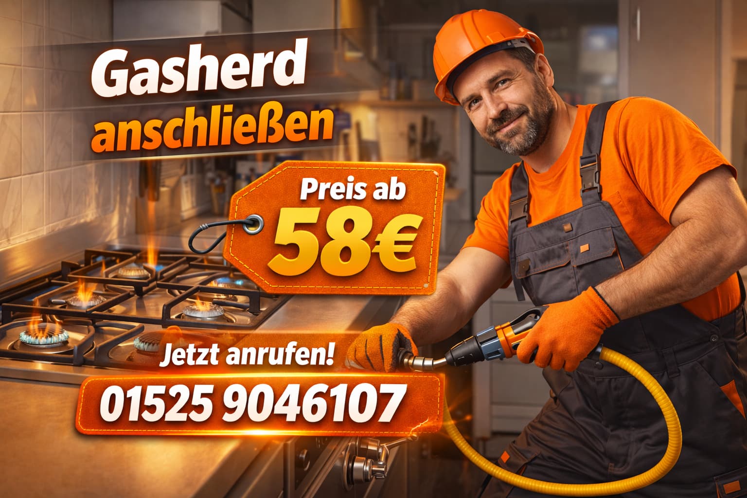 Gasherd anschließen ab 58€ | 7 Tage Service