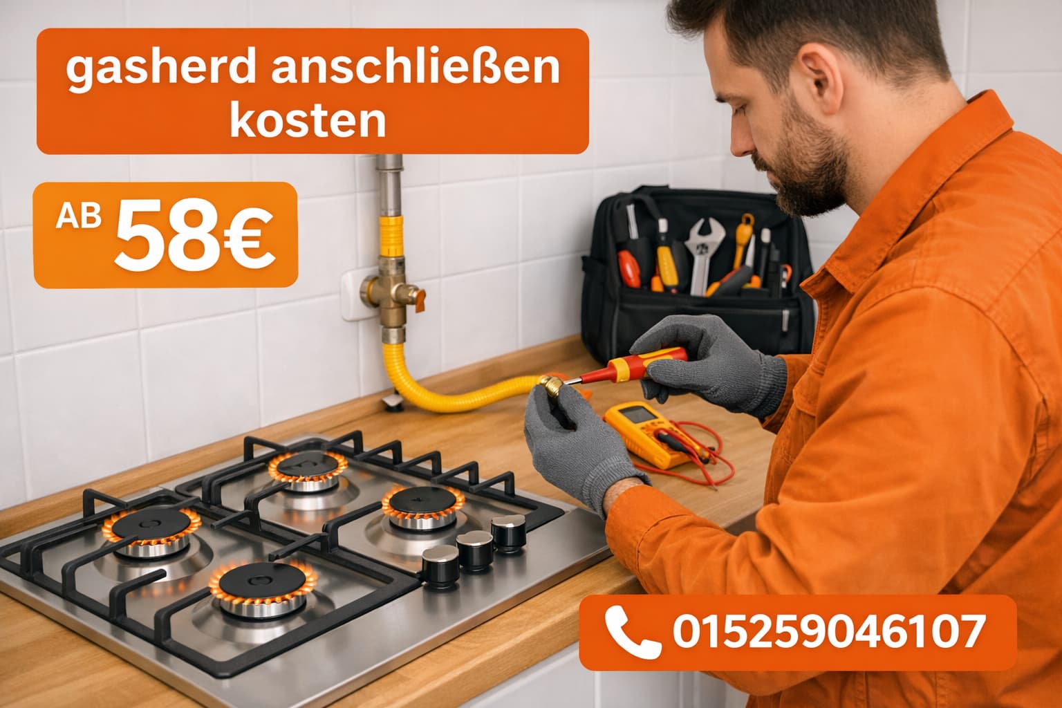 Gasherd anschließen kosten ab 58€ | 24/7 Service Berlin 24h