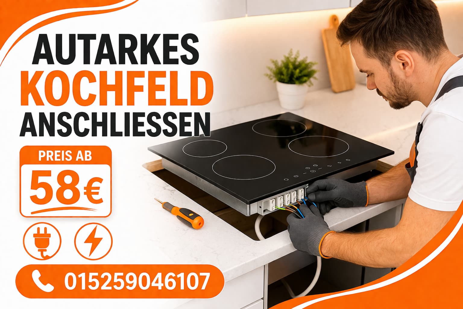 ِAutarkes kochfeld anschließen fachgerecht einbauen – ab 58 €
