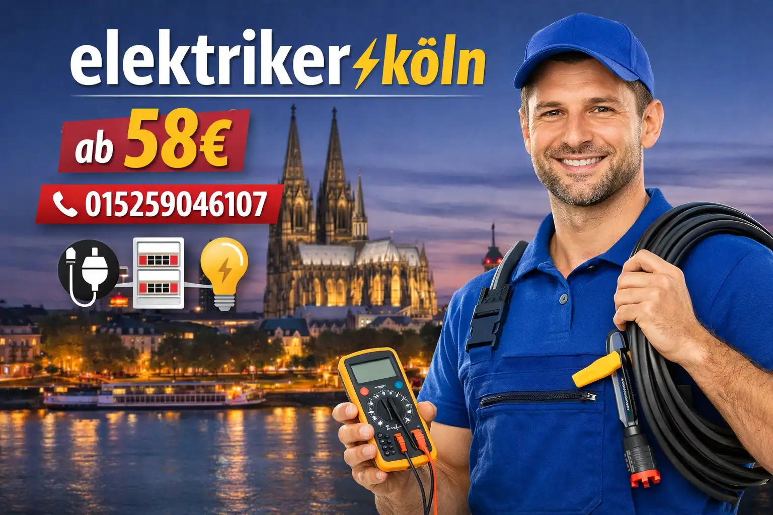 Elektriker Köln fachgerecht einbauen – ab 58 €