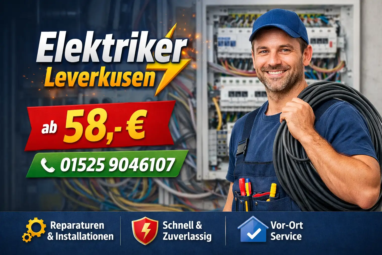 Elektriker Leverkusen fachgerecht einbauen – ab 58 €