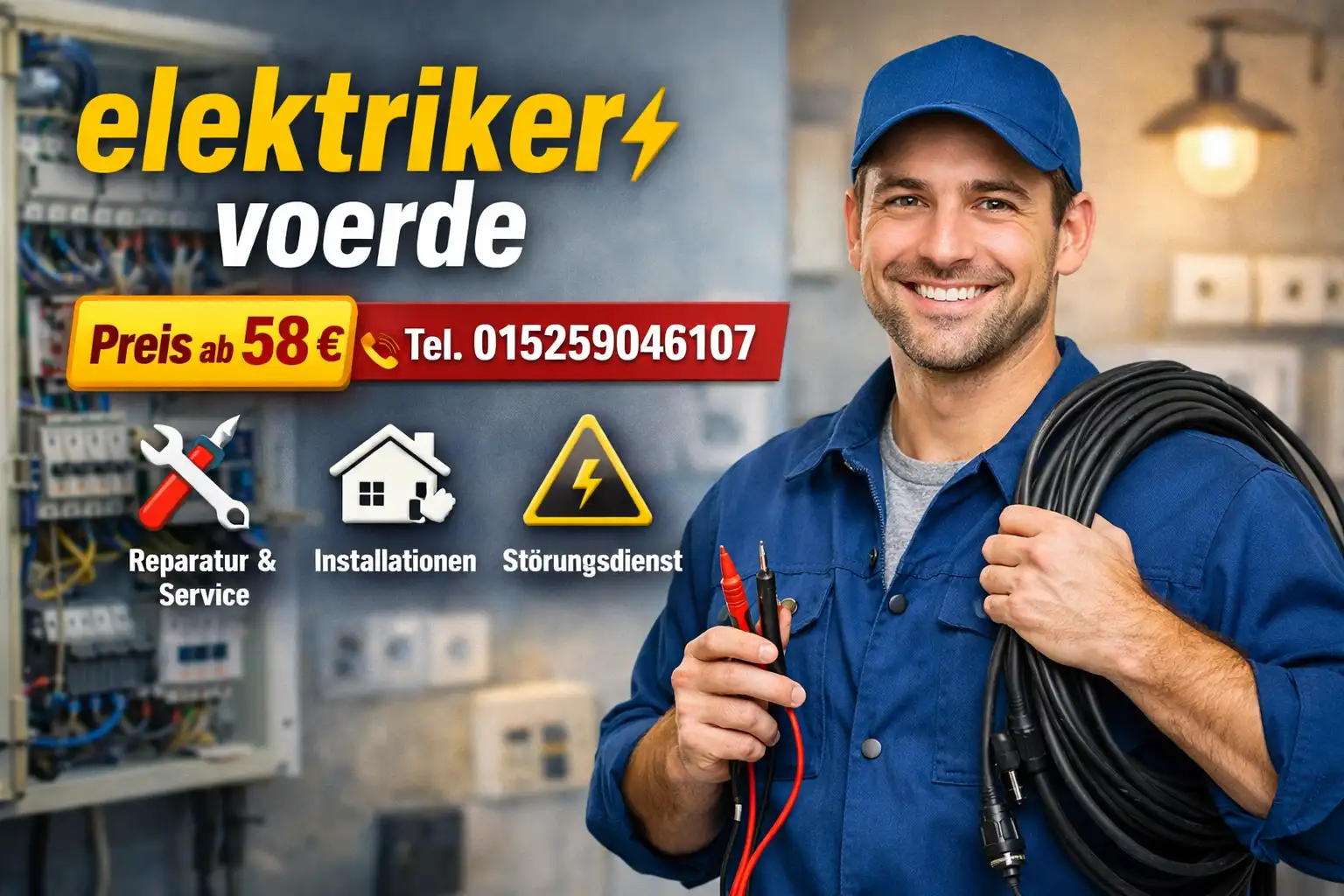Elektriker Voerde fachgerecht einbauen – ab 58 €