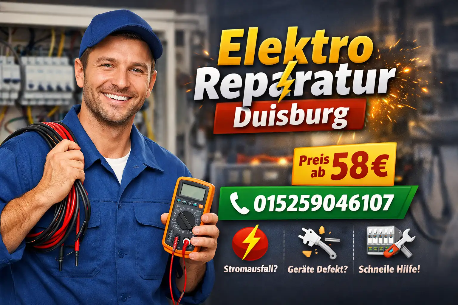Elektro Reparatur Duisburg fachgerecht einbauen – ab 58 €