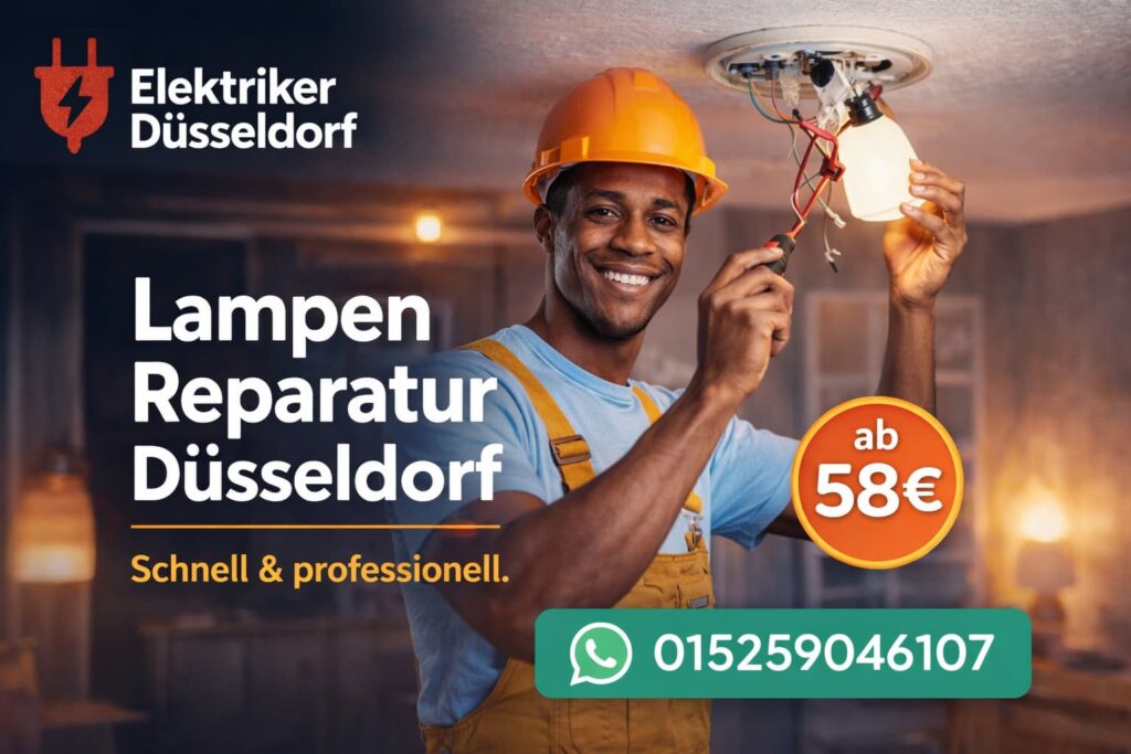 Elektriker repariert Lampe in Düsseldorf – Lampen Reparatur ab 58€ mit schnellem Service