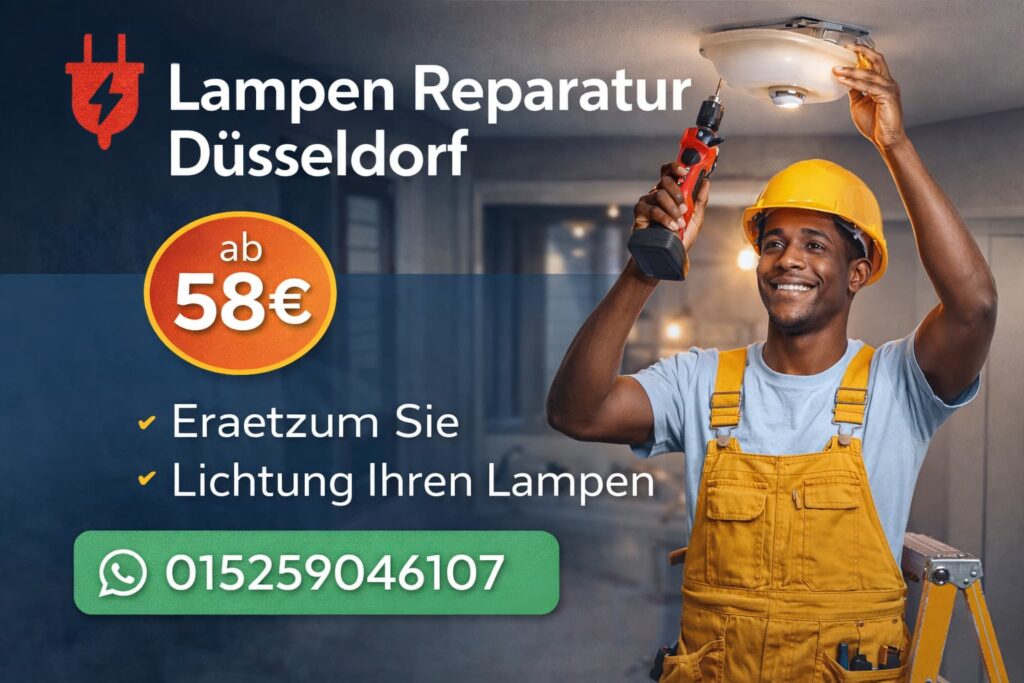 Elektriker repariert Deckenlampe in Düsseldorf – Lampen Reparatur ab 58€ mit WhatsApp Kontakt