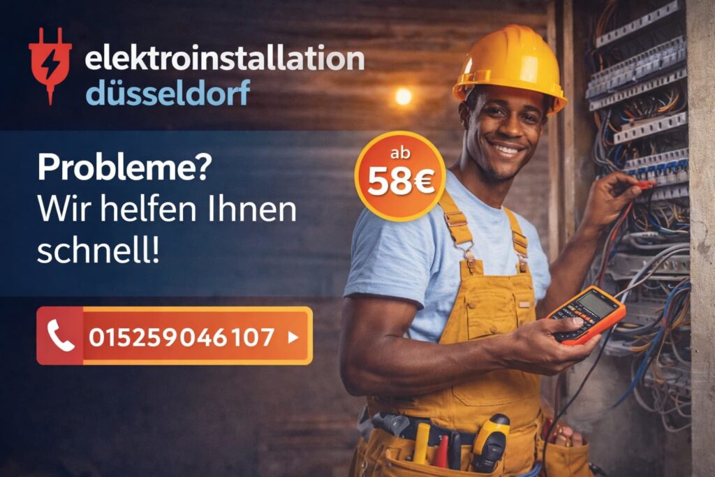 Elektriker in Düsseldorf bei der Elektroinstallation – schneller Service ab 58€ mit