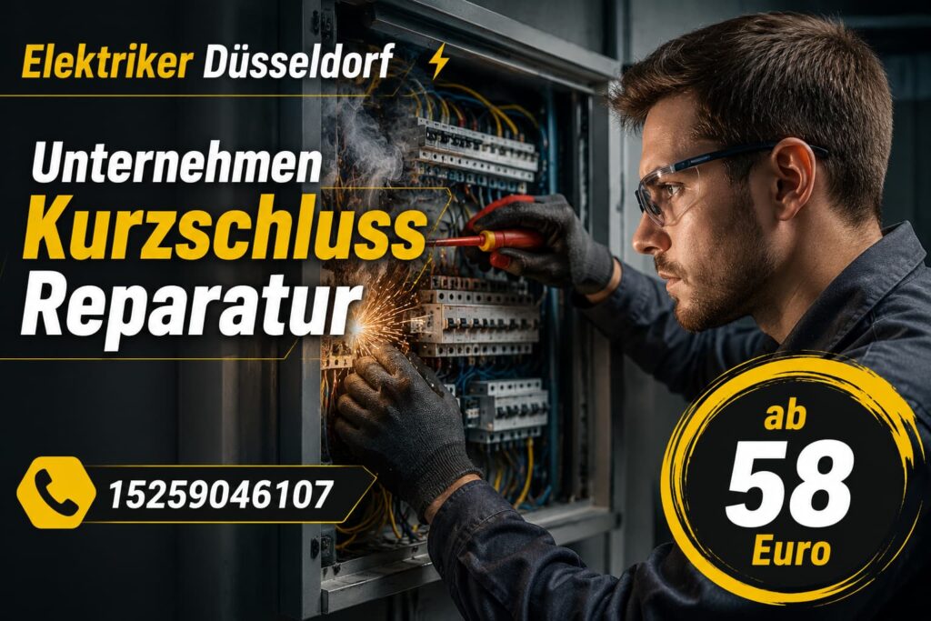 Electrician solving an emergency electrical issue in a modern control panel with professional repair service design.
