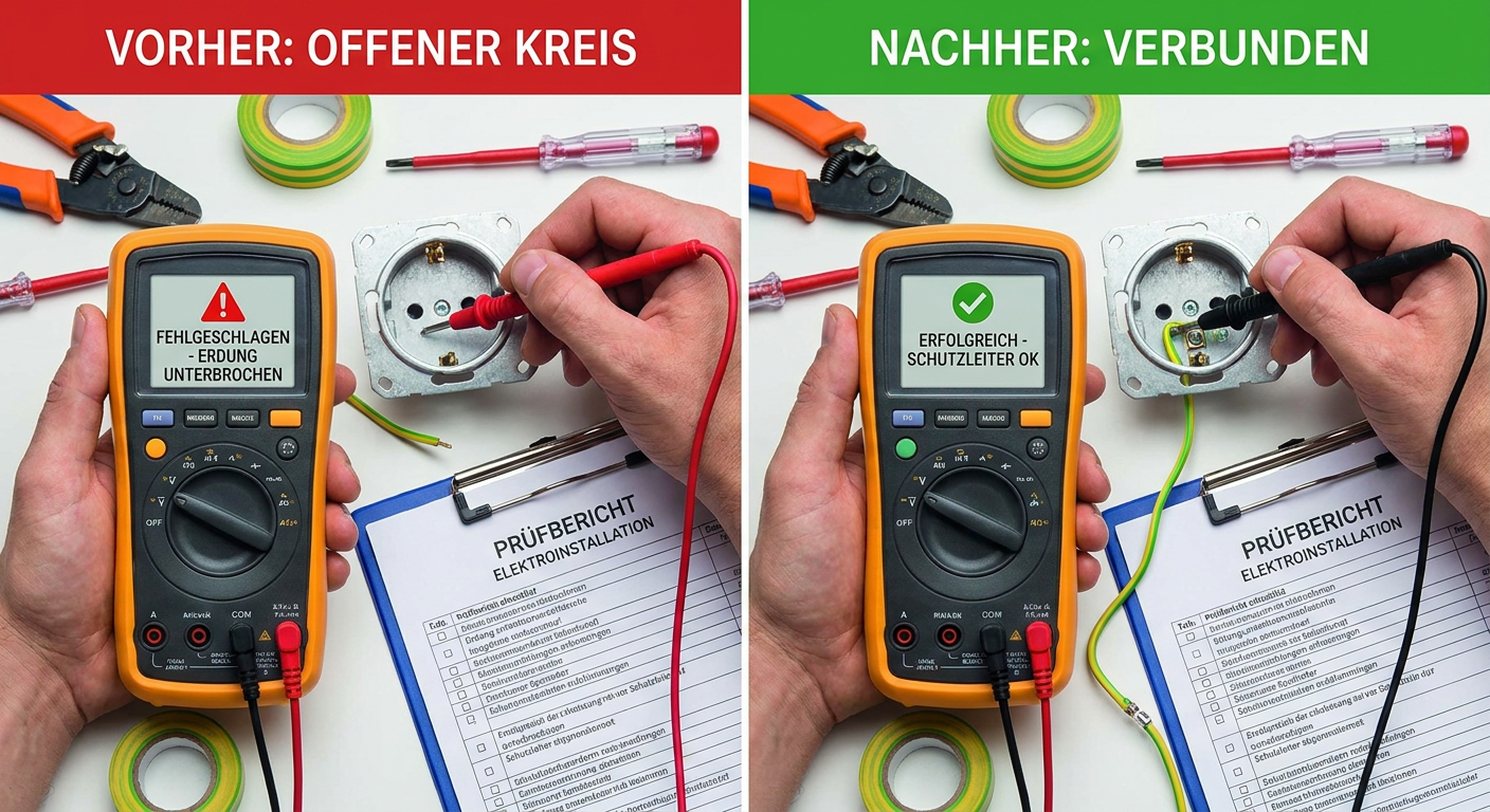 prüfen ob schutzleiter angeschlossen